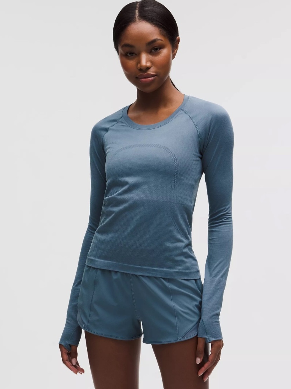 NEW! Lululemon Swiftly Tech Long-Sleeve Shirt 2.0 *Waist Length Blue Size 8